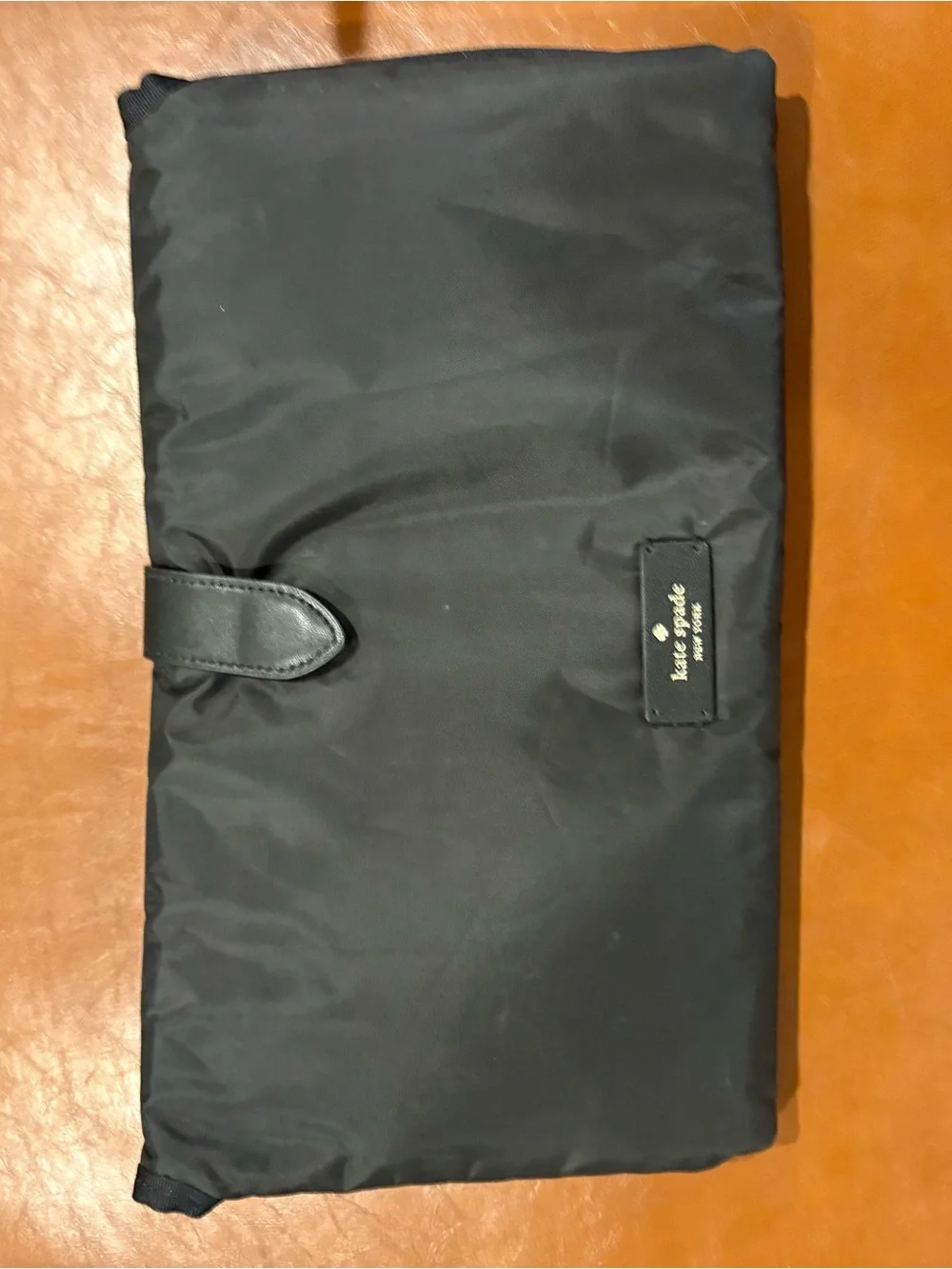kate spade black nylon diaper bag with front zip pocket